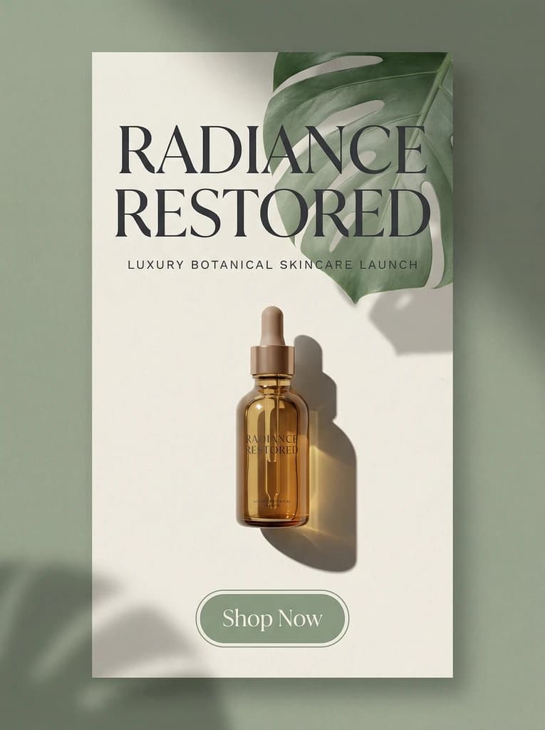 AI-generated ad campaign — Radiance Restored luxury skincare